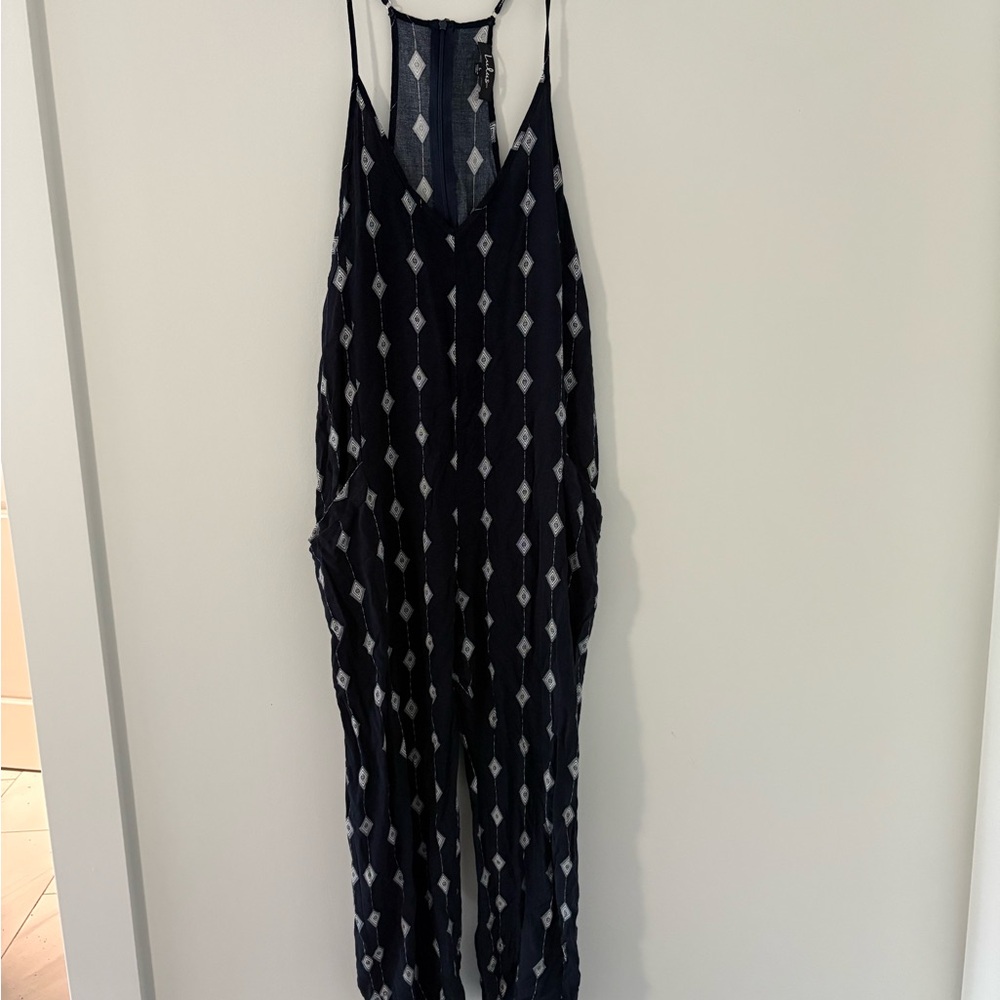 Lulu's Black and White Jumpsuit with Spaghetti Straps